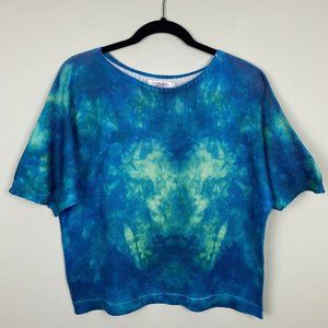 Luisa Ricci Tie Dye Crochet Knit Top Size Large L Batwing Sweater